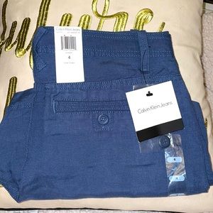 NEW! CalvinKlein Linen Shorts Size 4 Tall